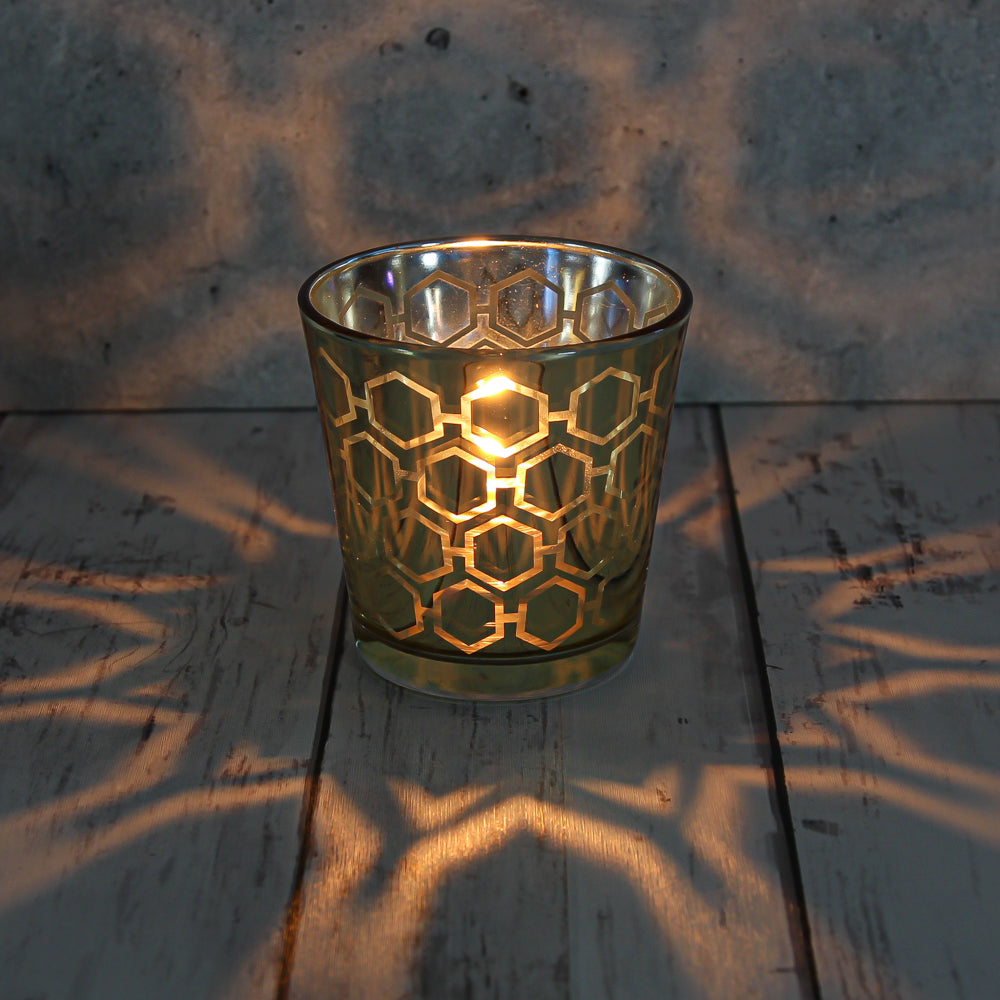 Richland Gold Hexagonal Glass Holder - Medium Set of 48