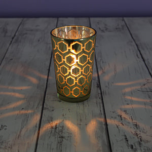 Richland Gold Hexagonal Glass Holder - Large