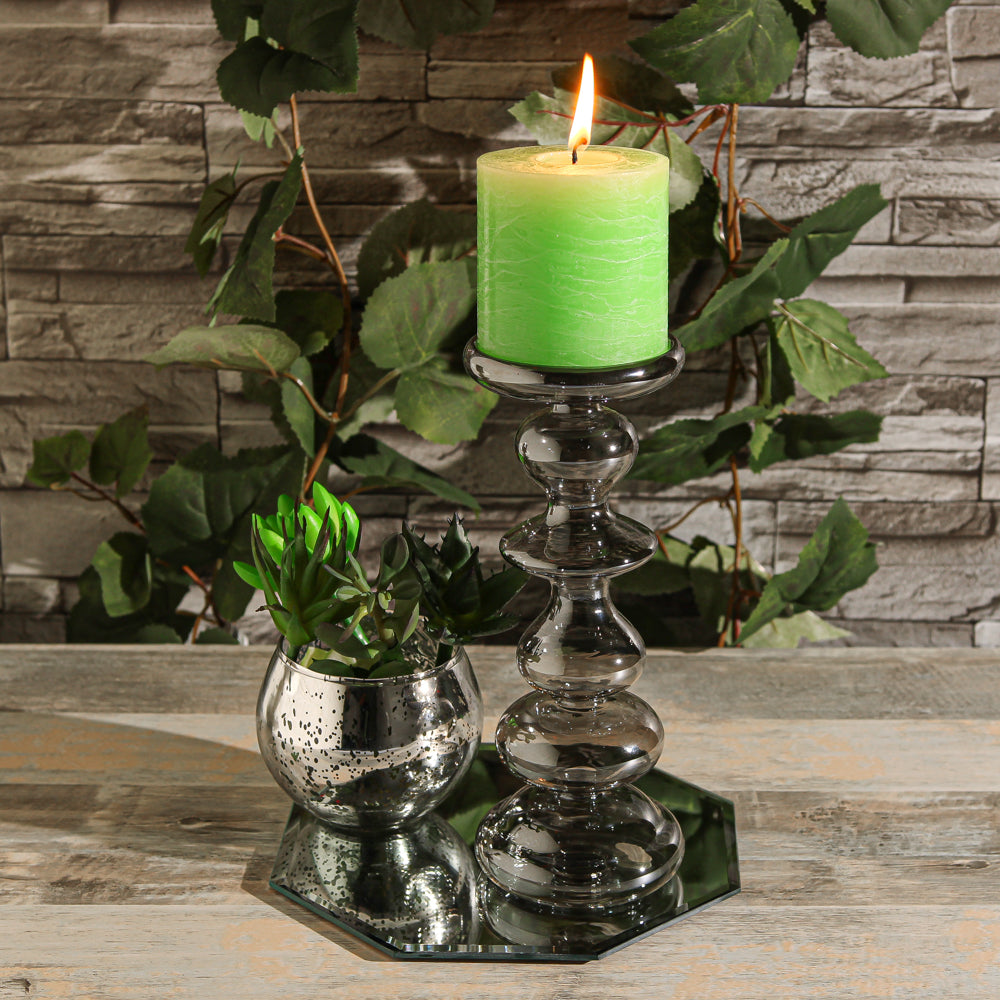 Richland Rustic Pillar Candle 3"x 3" Green Set of 24