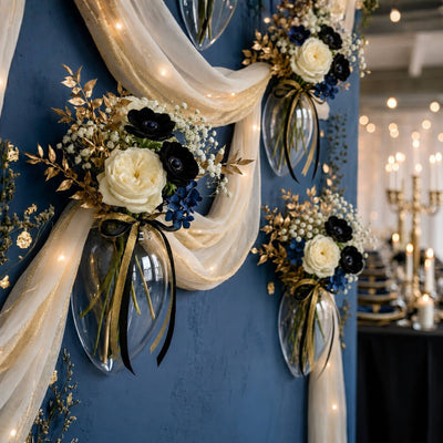 Haven Wall Vases with elegant floral arrangements on a dark blue wall - thumbnail number 4