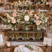 Vintage Milk Bottle Vases With Wooden Stand featuring floral arrangements - thumbnail number 5