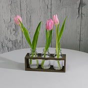 Richland Vintage Milk Bottle Vases With Wooden Stand - thumbnail number 2