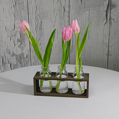 Richland Vintage Milk Bottle Vases With Wooden Stand - thumbnail number 2