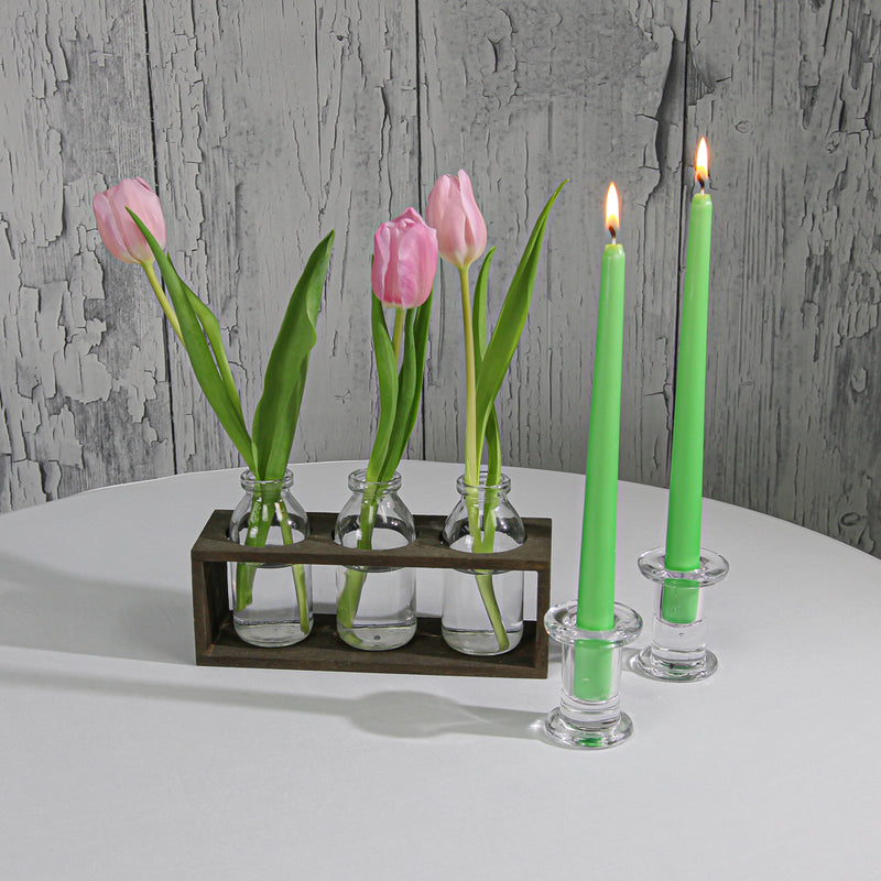 Richland Vintage Milk Bottle Vases With Wooden Stand - thumbnail number 3