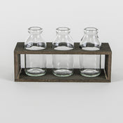 Richland Vintage Milk Bottle Vases With Wooden Stand - thumbnail number 1