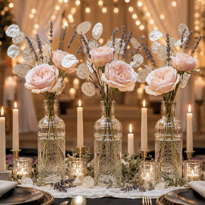 Floral arrangements in Bud vases with candles - thumbnail number 3
