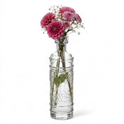 Pink flowers in a Vintage Swirl Bud Vase isolated on a white backdrop - thumbnail number 2