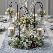 Vintage Jar Hanging Glass Vases with festive winter greenery and candles - thumbnail number 5