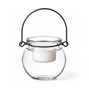 White tealight candle in a Bubble Hanging Glass Vase on a white background - thumbnail number 4