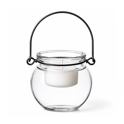 White tealight candle in a Bubble Hanging Glass Vase on a white background - thumbnail number 4