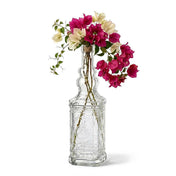 Vintage square glass bottle with bougainvillea on a white backdrop - thumbnail number 2