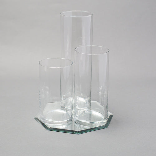 Eastland Octagon Mirror and Cylinder Vase Centerpiece Set of 4