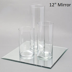 Eastland Square Mirror and Cylinder Vase Centerpiece with Richland 3" Floating Candles Set of 84