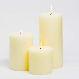 Richland Pillar Candles 4"x4", 4"x6" & 4"x9" Ivory Set of 3