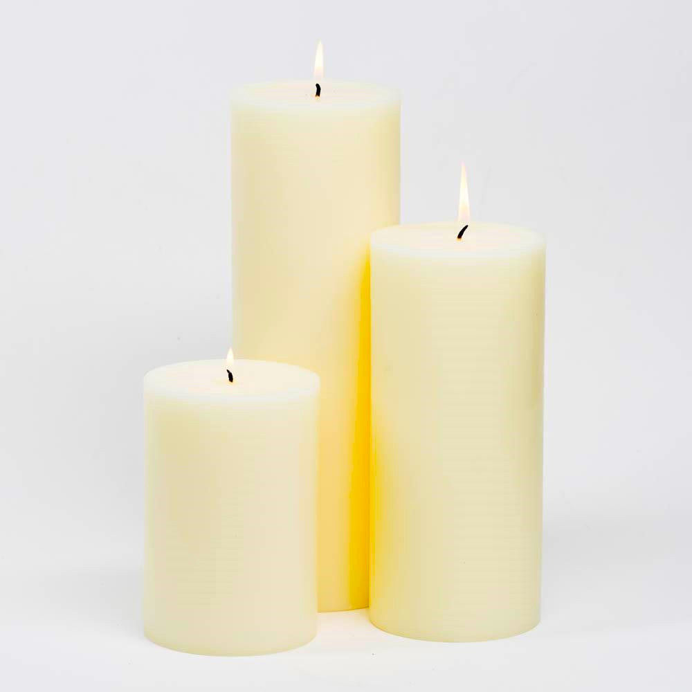 Richland Pillar Candles 4"x6", 4"x9" & 4"x12" Ivory Set of 3