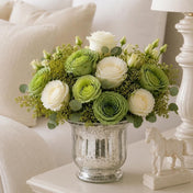 Silver Mercury Venus Jar with green and white flowers - thumbnail number 6