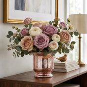 Mercury Venus Jar Rose Gold with a floral arrangement on a sideboard - thumbnail number 6