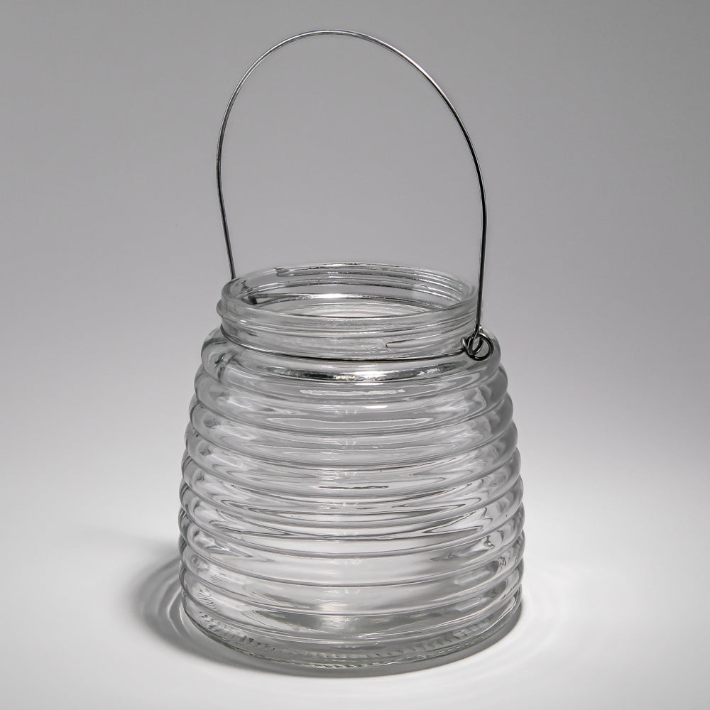 Eastland 4.6" Hanging Horizontal Ribbed Glass Jar with Handle
