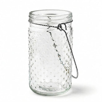Eastland 7.5" Hanging Dotted Glass Jar with Handle Set of 6
