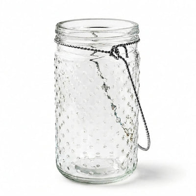 Eastland 7.5" Hanging Dotted Glass Jar with Handle Set of 6