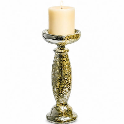 Eastland Unique Mercury Glass Pillar Candle Holder 11.25" - thumbnail number 3