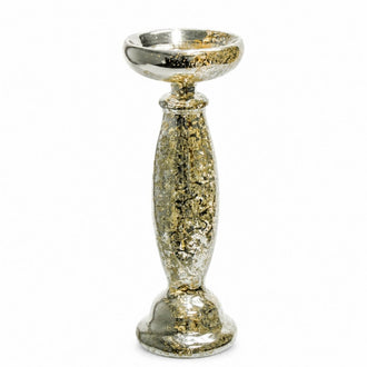 Eastland Unique Mercury Glass Pillar Candle Holder 11.25"