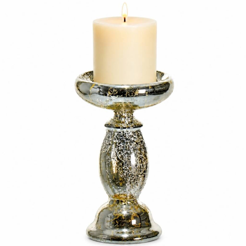 Eastland Unique Mercury Glass Pillar Candle Holder 8.5" - thumbnail number 2