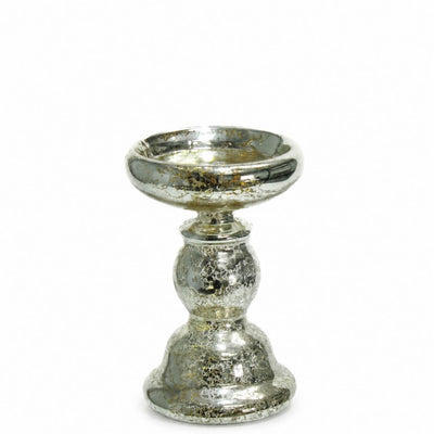 Eastland Unique Mercury Glass Pillar Candle Holder 6.5"