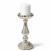 Richland 10" Ribbed Unique Mercury Glass Pillar Candle Holder - thumbnail number 2