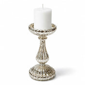 Richland 8.5" Ribbed Unique Mercury Glass Pillar Candle Holder - thumbnail number 2