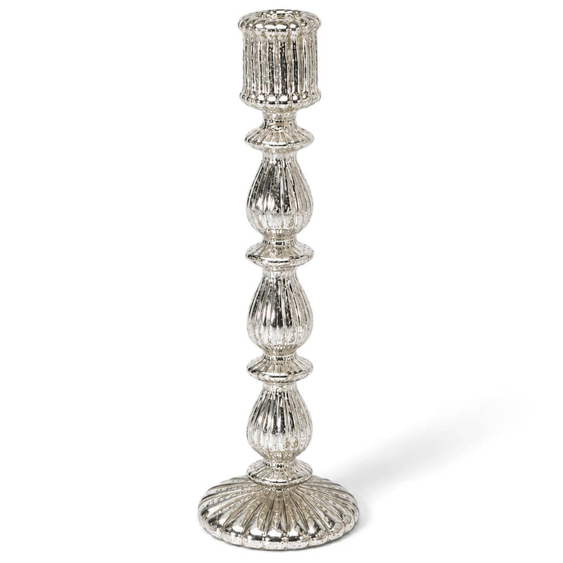 Ribbed Unique Mercury Glass Taper Candle Holder 13" in a professional product studio shot - thumbnail number 1