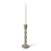 Ribbed Unique Mercury Glass Taper Candle Holder 13" with a white taper candle - thumbnail number 2