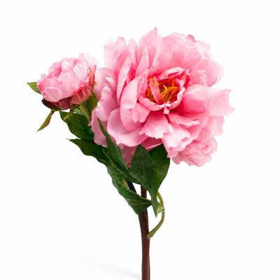 A 22-inch pink peony spray with a large bloom and a bud - thumbnail number 2