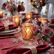 Glamorous floral table setting with glowing rose gold votive holders - thumbnail number 5