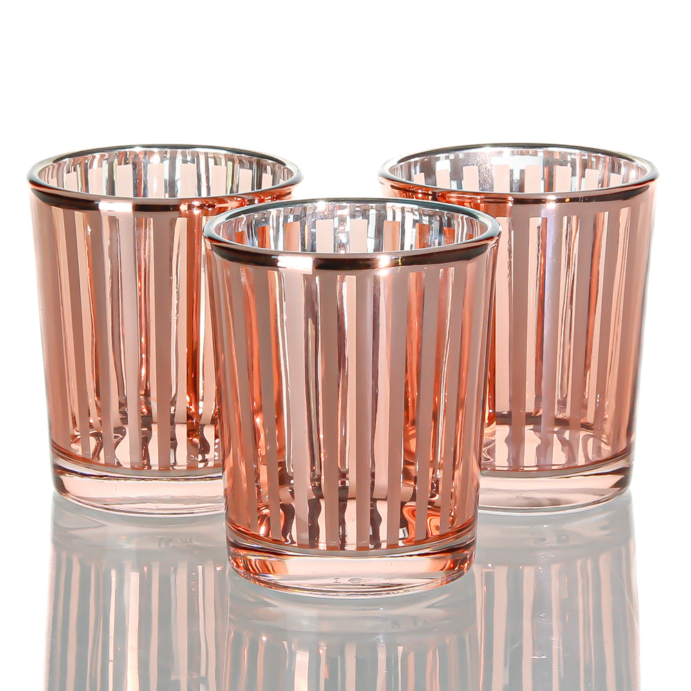 Richland Rose Gold Stripe Glass Holder - Small