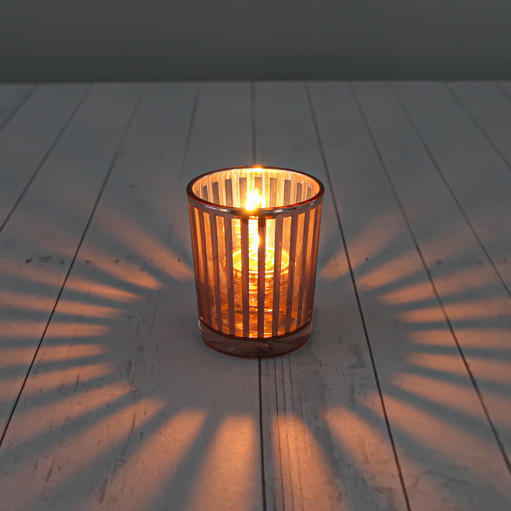 Richland Rose Gold Stripe Glass Holder - Small