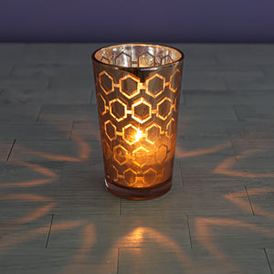 Richland Rose Gold Hexagonal Glass Holder - Large