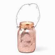 Rose Gold Small Mercury Hanging Mason Jar with Clear Bead Handle - thumbnail number 3