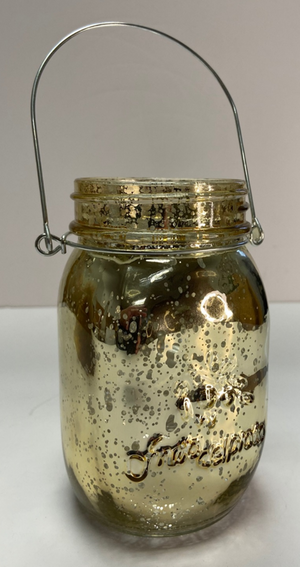 Richland Small Mercury Hanging Mason Jar with Handle - Metallic Gold Set of 12