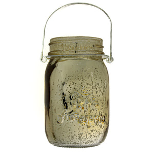 Richland Small Mercury Hanging Mason Jar with Handle - Metallic Gold