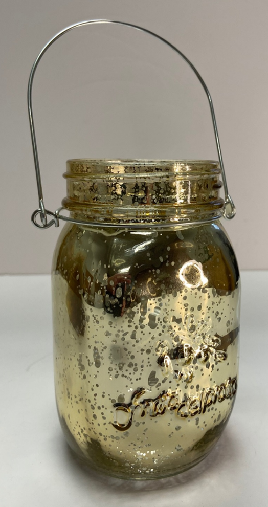 Richland Small Mercury Hanging Mason Jar with Handle - Metallic Gold Set of 36 by Quick Candles