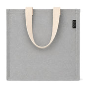 12" x 12" gray recycled canvas tote bag with cream straps on a white background - thumbnail number 2
