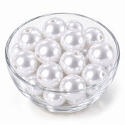 Glass bowl filled with white faux pearl beads - thumbnail number 2
