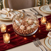 Rose gold faux pearl string beads used as vase filler with white flowers inside a glass bowl - thumbnail number 4