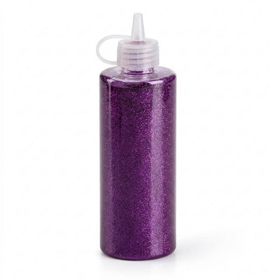 A 4 oz bottle of purple metallic glitter glue with a squeeze cap - thumbnail number 1