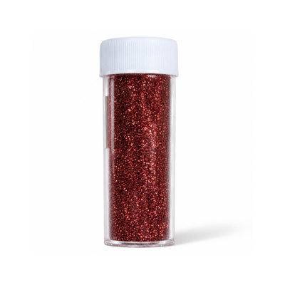 Shaker bottle of metallic burgundy extra fine glitter powder with a white cap - thumbnail number 1