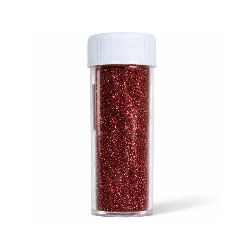 Shaker bottle of metallic burgundy extra fine glitter powder with a white cap - thumbnail number 1