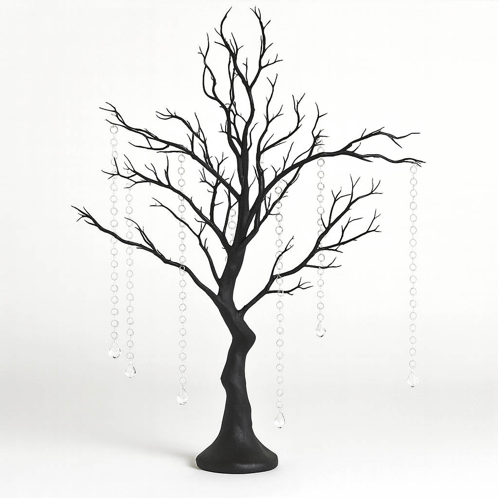 34" Artificial Black Manzanita Tree Centerpiece – Easy Assembly with 8 Acrylic Bead Chains