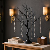 34" artificial black manzanita tree centerpiece with 8 hanging acrylic bead chains on a console table - thumbnail number 7