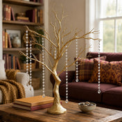 34-inch metallic gold manzanita tree centerpiece with acrylic bead chains on a table - thumbnail number 6
